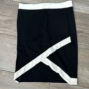 H&M Black and White‎ Colorblock Stretch Pencil Skirt Size S